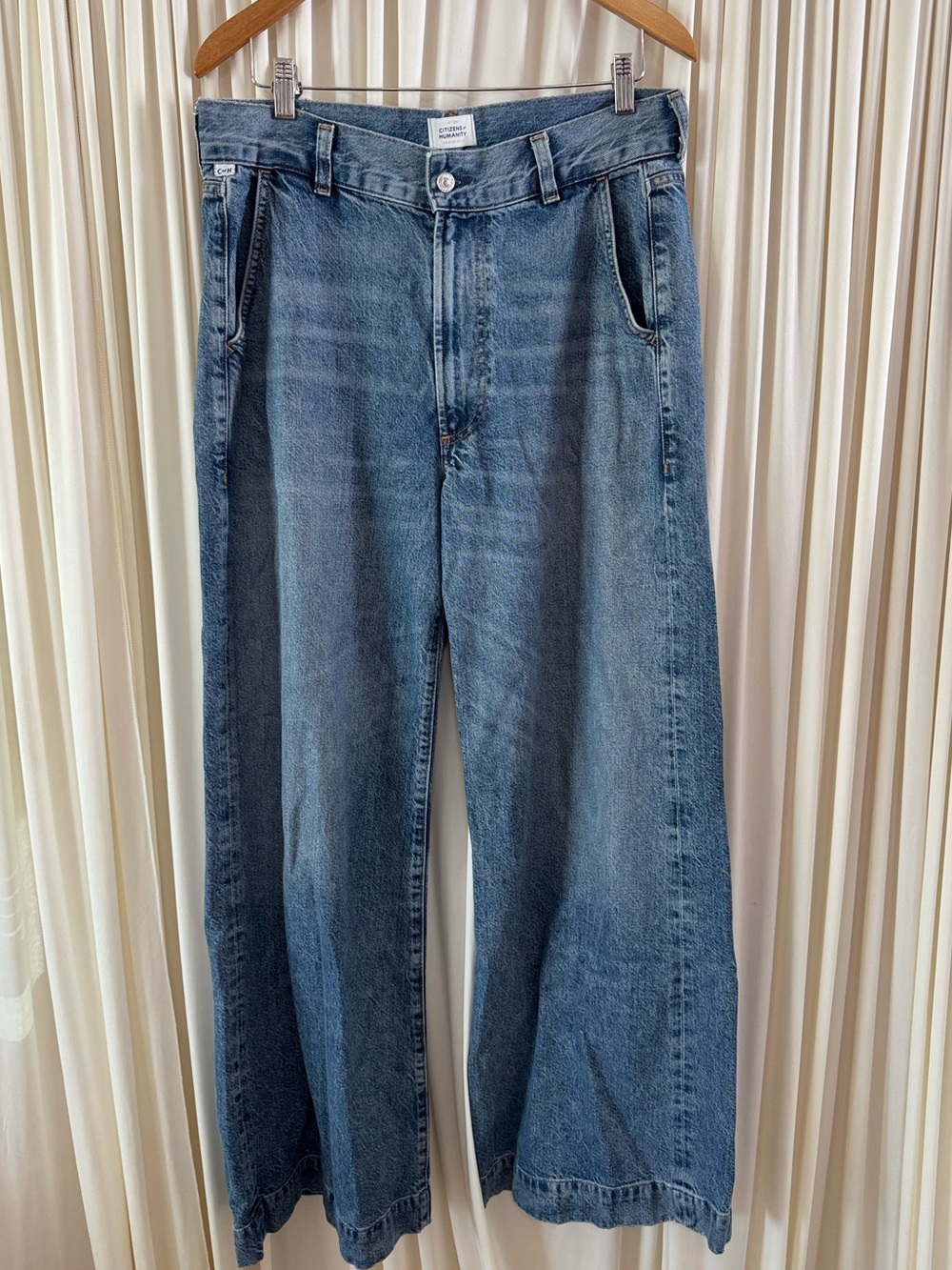 Citizens Of Humanity Beverly Trouser Wide-Leg Jeans in Medium Blue Wash Size 30 - Picture 2 of 9